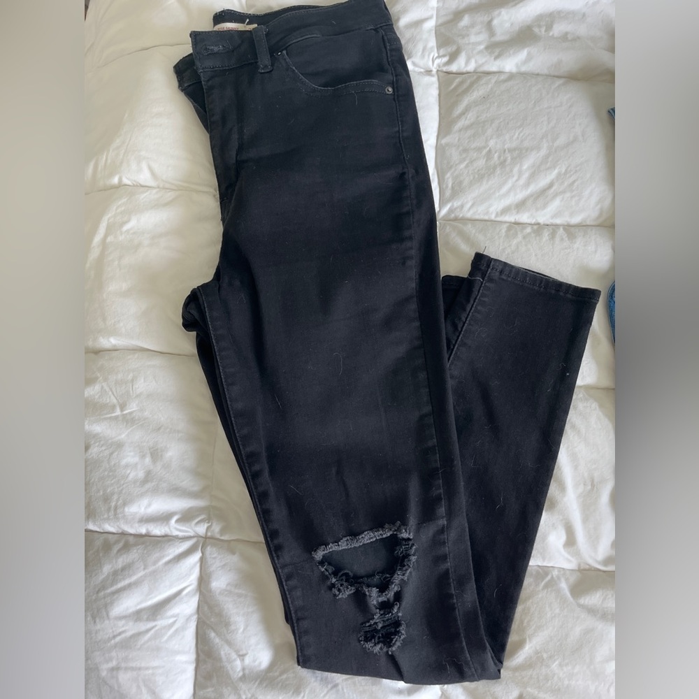 Black Size 29 Levi High Rise Skinny Destroyed Jeans